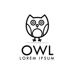 style of line outline owl logo design illustration vector modern