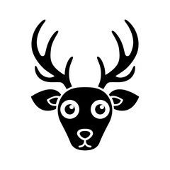 Reindeer Head Christmas Icon Vector.