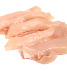 Chicken breast strips. Isolated on a white background.