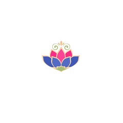 Pink and blue lotus or waterlily flower for beauty and spa salon logo template isolated on white background