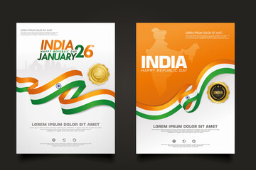 set poster promotions India happy Republic Day background template