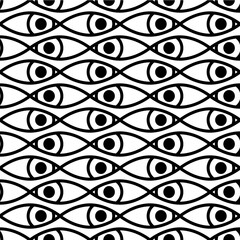 Fish or eyes abstract geometric pattern. Print with eyes
