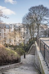 Fototapeta na wymiar Montmartre Paris Escalier dans parc