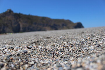 closeup of gravel on the beach