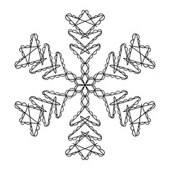 Snowflake doodle graphic hand drawn set. Black on white.