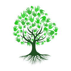 Fototapeta premium hand with tree isolate on white background.