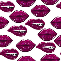 Vector lips seamless pattern. Pink kisses. Valentine's day pattern. Beaty, style, fashion, love,make up.