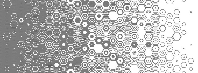 Hexagonal abstract seamless background. Vector geometric background with fade linear hexagons