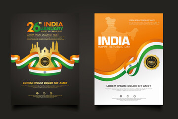 set poster promotions India happy Republic Day background template