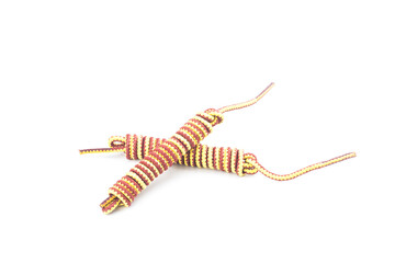 brown shoelaces isolated on white background