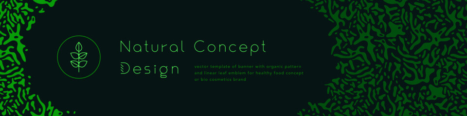 Fototapeta na wymiar Banner organic ingredients, template design for healthy food concept, vegetarian food banner for eco store and market, eco-friendly background, green thinking concept, environmentally friendly banner.