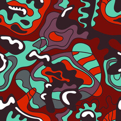 Abstract seamless backdrop with colorful hand drawn awesome pattern. Illustration for your crreative ideas