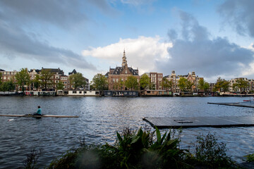 Obraz premium City Amsterdam in Autumn between canals