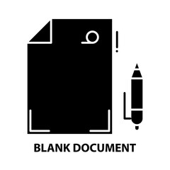 blank document icon, black vector sign with editable strokes, concept illustration
