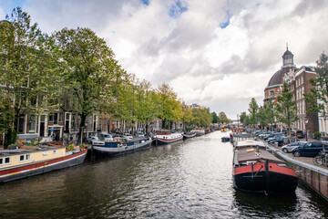 Fototapeta premium City Amsterdam in Autumn between canals