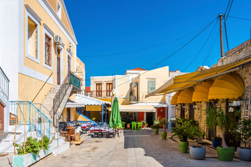 Fototapeta na wymiar Symi Island street view in Greece.