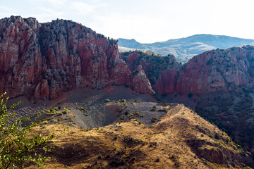 Photo of beautiful fiery red mountains and rocks