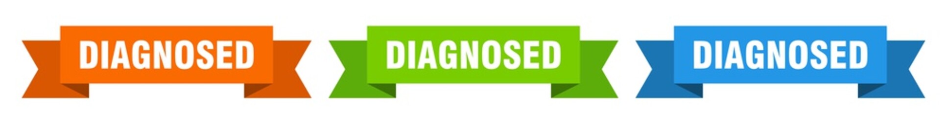diagnosed ribbon. diagnosed isolated paper sign. banner