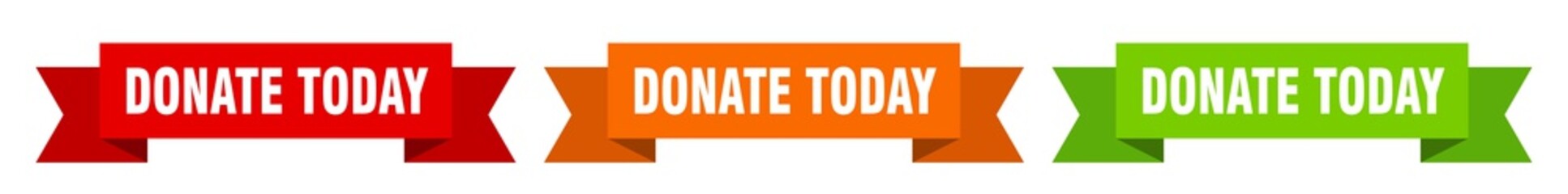 donate today ribbon. donate today isolated paper sign. banner