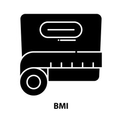 bmi icon, black vector sign with editable strokes, concept illustration