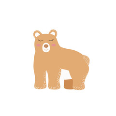 Vector illustration of a brown bear on a white background.For the design of postcards, t-shirts