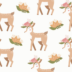 Cute baby deer illustrations for kids. Vector illustration suitable for children's posters, patterns