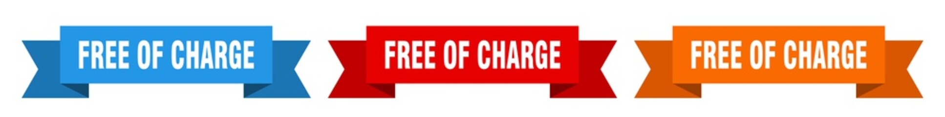 free of charge ribbon. free of charge isolated paper sign. banner