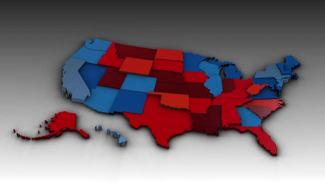 The 2020 USA -presidential election results - States rotation - 3D model animation on a gradient background