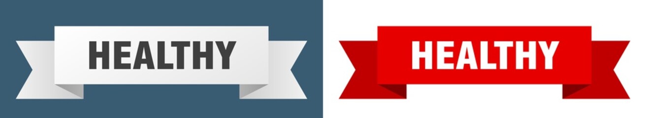 healthy ribbon. healthy isolated paper sign. banner