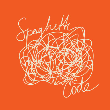 Spaghetti code - illustration of  unreadable and difficult-to-maintain computer program
