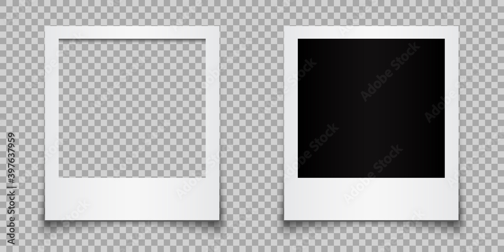 Poster two empty photo frame, collection photo frame black and empty - stock vector