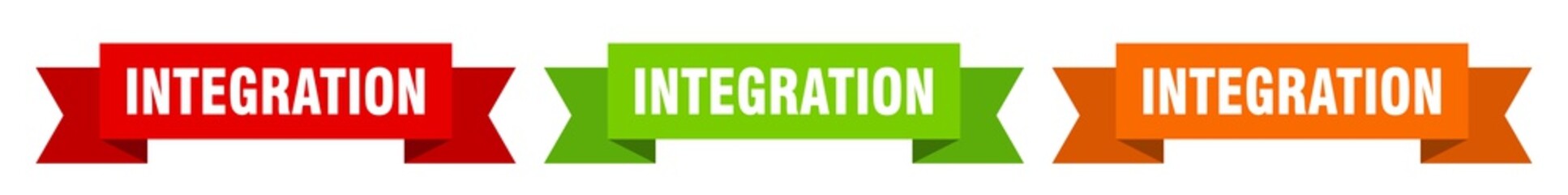 integration ribbon. integration isolated paper sign. banner