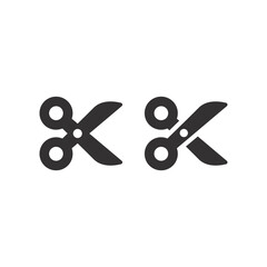 Scissors black vector icon. Simple glyph symbol.