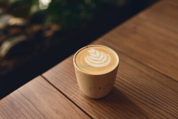 Cup of cappuccino with latte art