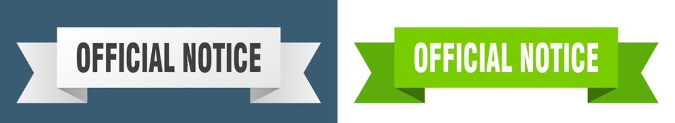 official notice ribbon. official notice isolated paper sign. banner