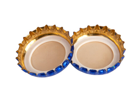 Metallic Blue Beer Bottle Cap Isolated On The White