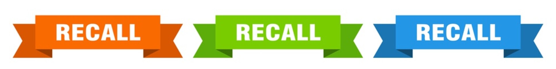 recall ribbon. recall isolated paper sign. banner