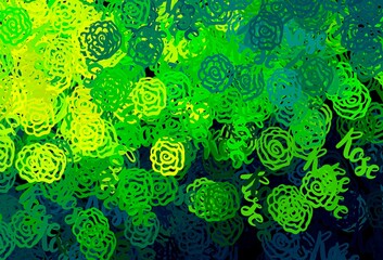 Dark Green, Yellow vector background with abstract shapes.