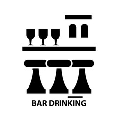 bar drinking icon, black vector sign with editable strokes, concept illustration