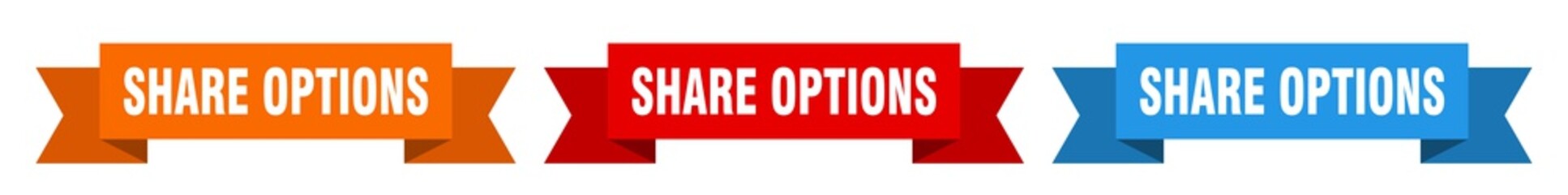 share options ribbon. share options isolated paper sign. banner