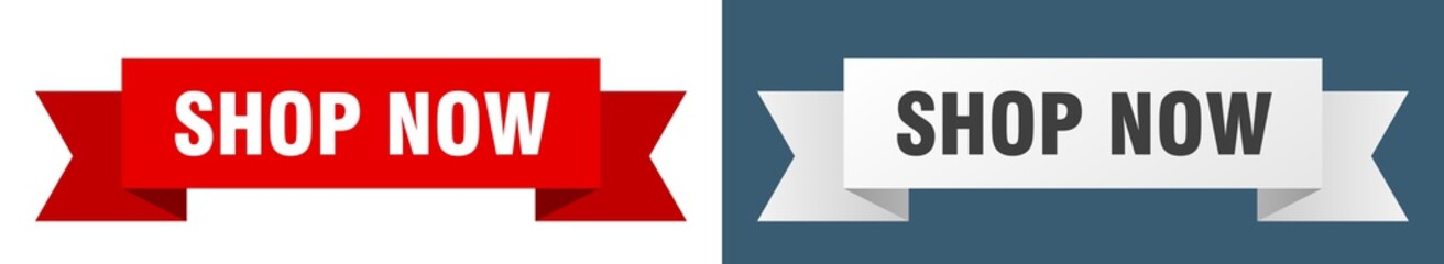 shop now ribbon. shop now isolated paper sign. banner