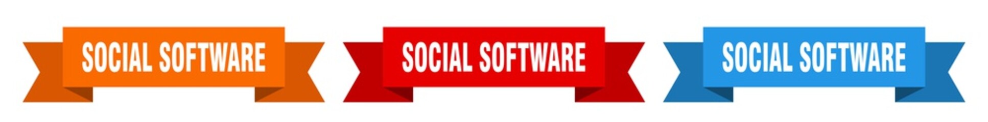 social software ribbon. social software isolated paper sign. banner