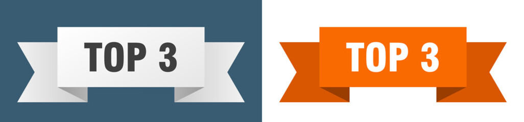 Fototapeta premium top 3 ribbon. top 3 isolated paper sign. banner