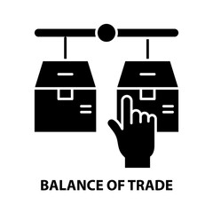 balance of trade icon, black vector sign with editable strokes, concept illustration
