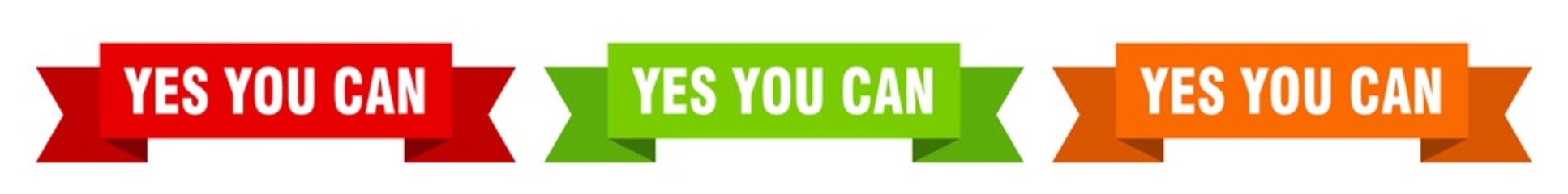 yes you can ribbon. yes you can isolated paper sign. banner