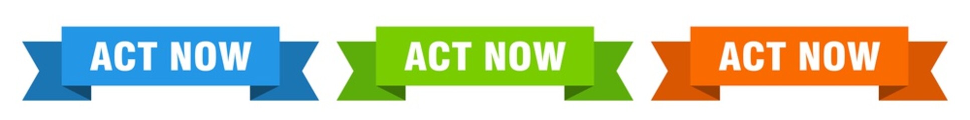 act now ribbon. act now isolated paper sign. banner