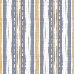 Foto op Plexiglas Naadloze Franse blauwe gele boerderij stijl strepen textuur. Geweven linnen doek patroon achtergrond. Lijn gestreepte close-up geweven stof voor keukenhanddoek materiaal. Picknick tafelkleed van krijtstreepvezels © Limolida Studio