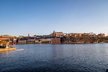 Fototapeta na wymiar Sweden Stockholm harbour Sea border in spring