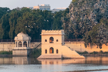 Fototapeta na wymiar A beautiful pavilion at the Lakhota Palace in Jamnagar