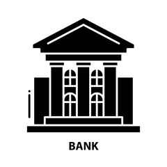 bank icon, black vector sign with editable strokes, concept illustration